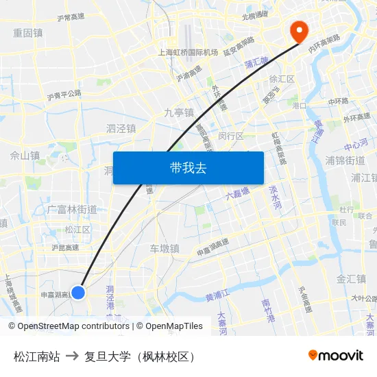 松江南站 to 复旦大学（枫林校区） map