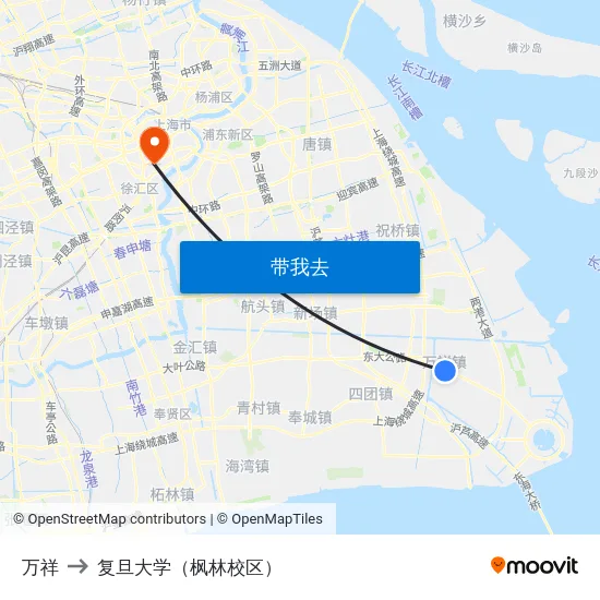 万祥 to 复旦大学（枫林校区） map