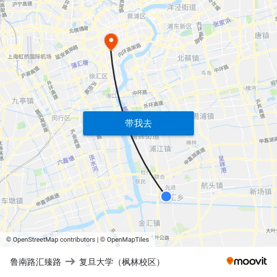 鲁南路汇臻路 to 复旦大学（枫林校区） map