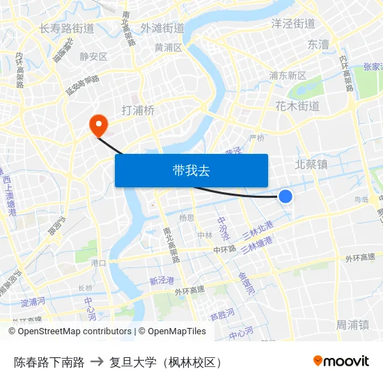 陈春路下南路 to 复旦大学（枫林校区） map