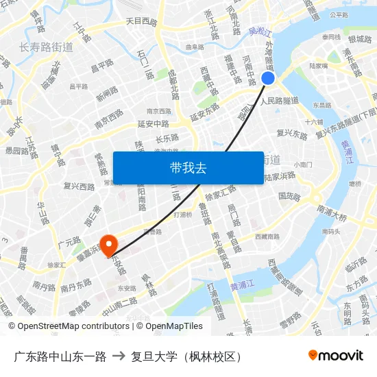 广东路中山东一路 to 复旦大学（枫林校区） map