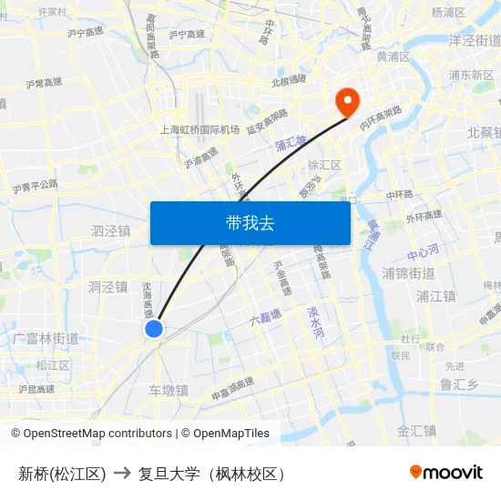 新桥(松江区) to 复旦大学（枫林校区） map