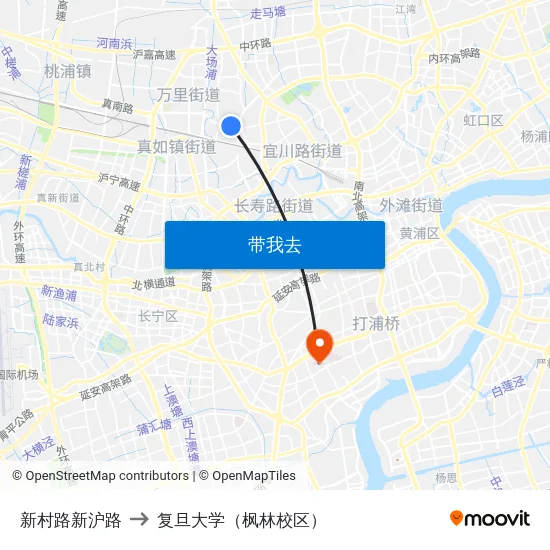 新村路新沪路 to 复旦大学（枫林校区） map