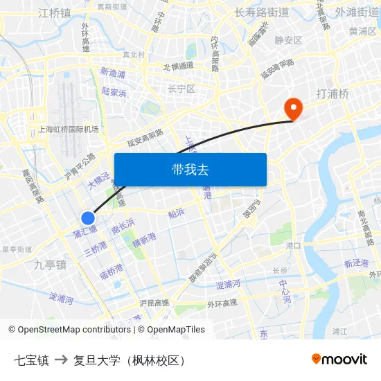 七宝镇 to 复旦大学（枫林校区） map