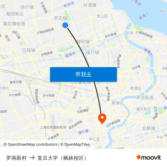 罗南新村 to 复旦大学（枫林校区） map