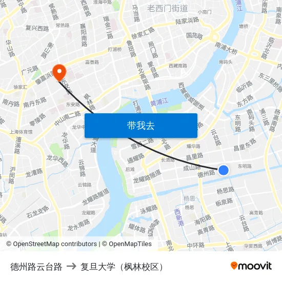 德州路云台路 to 复旦大学（枫林校区） map