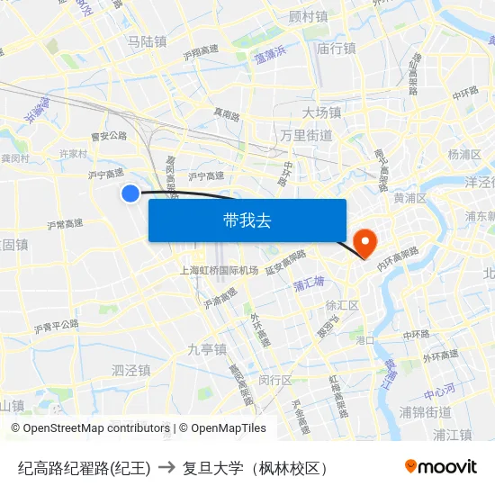 纪高路纪翟路(纪王) to 复旦大学（枫林校区） map