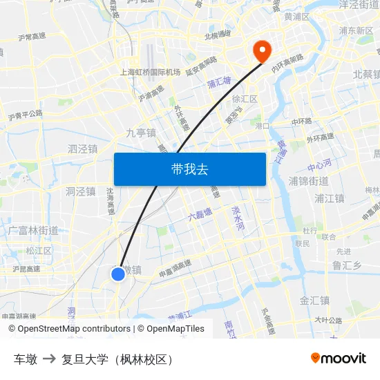 车墩 to 复旦大学（枫林校区） map