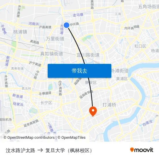 汶水路沪太路 to 复旦大学（枫林校区） map