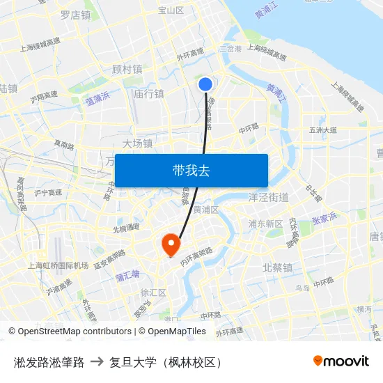 淞发路淞肇路 to 复旦大学（枫林校区） map