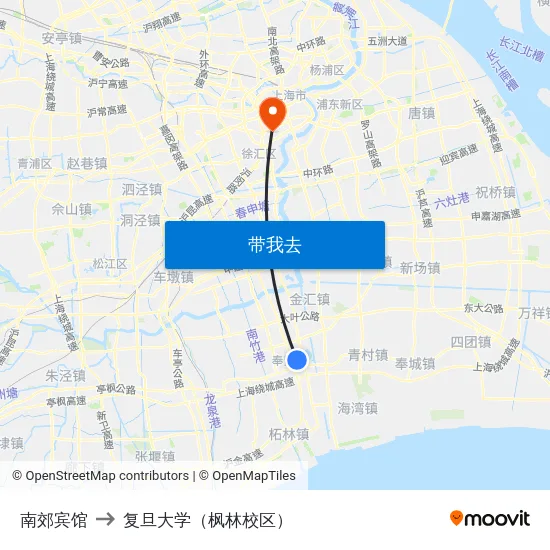 南郊宾馆 to 复旦大学（枫林校区） map