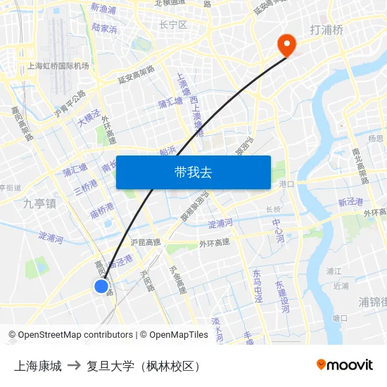 上海康城 to 复旦大学（枫林校区） map