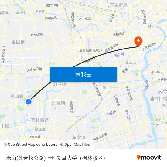 佘山(外青松公路) to 复旦大学（枫林校区） map