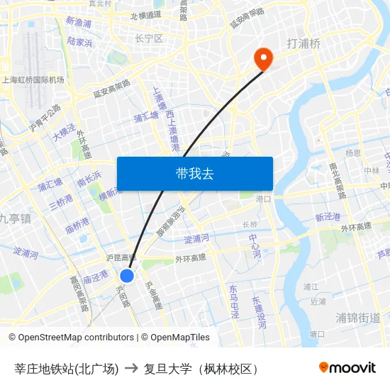 莘庄地铁站(北广场) to 复旦大学（枫林校区） map
