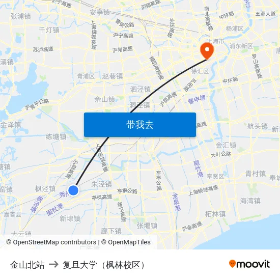 金山北站 to 复旦大学（枫林校区） map