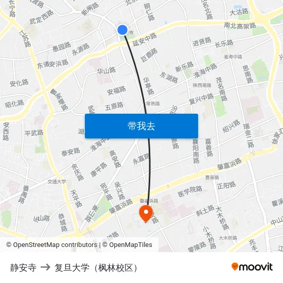 静安寺 to 复旦大学（枫林校区） map