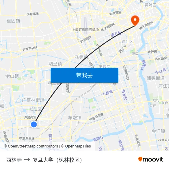 西林寺 to 复旦大学（枫林校区） map