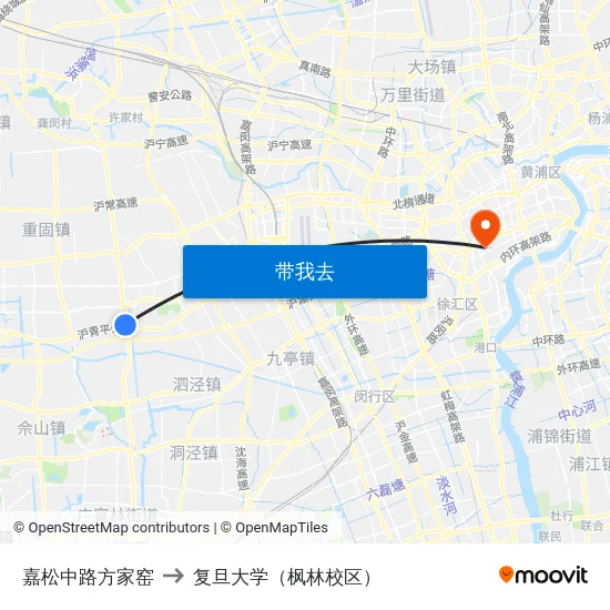 嘉松中路方家窑 to 复旦大学（枫林校区） map