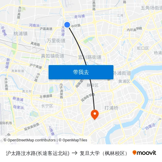 沪太路汶水路(长途客运北站) to 复旦大学（枫林校区） map