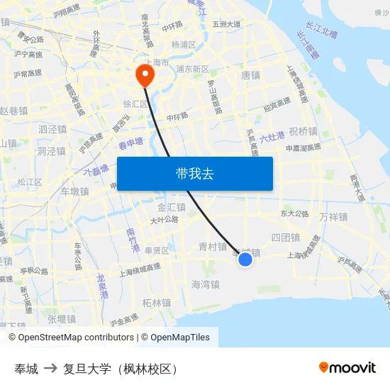 奉城 to 复旦大学（枫林校区） map