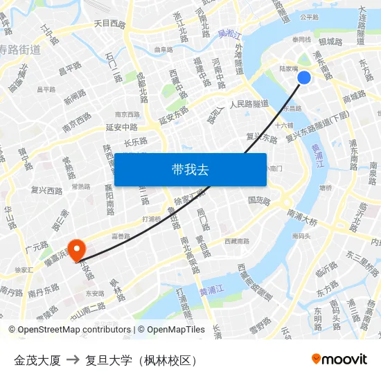 金茂大厦 to 复旦大学（枫林校区） map
