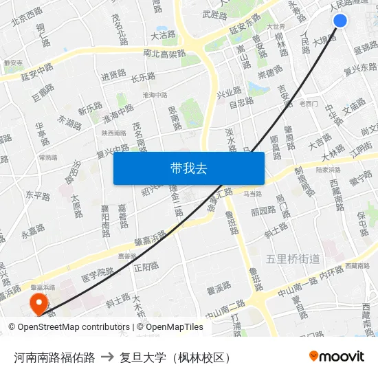 河南南路福佑路 to 复旦大学（枫林校区） map