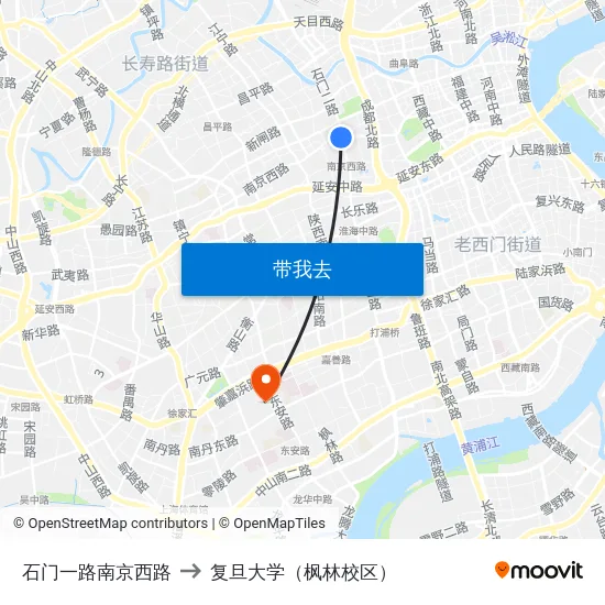 石门一路南京西路 to 复旦大学（枫林校区） map