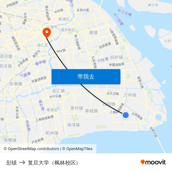 彭镇 to 复旦大学（枫林校区） map