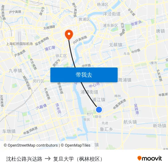 沈杜公路兴达路 to 复旦大学（枫林校区） map