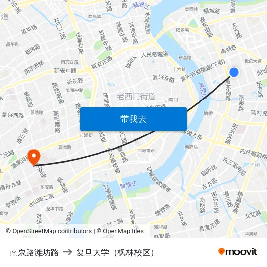 南泉路潍坊路 to 复旦大学（枫林校区） map