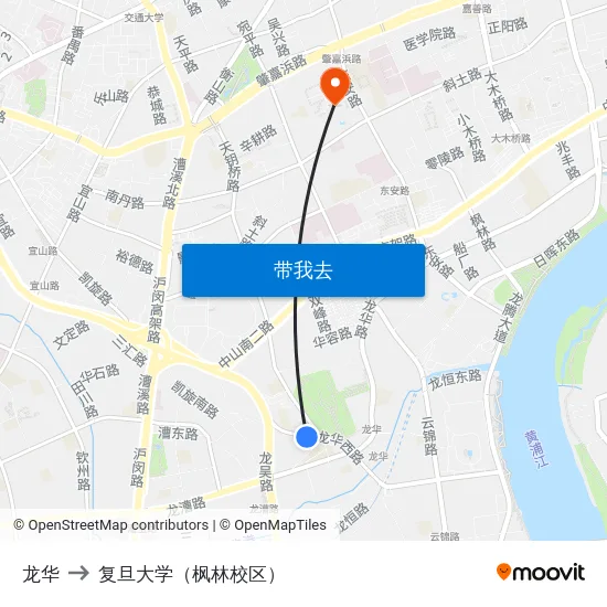 龙华 to 复旦大学（枫林校区） map