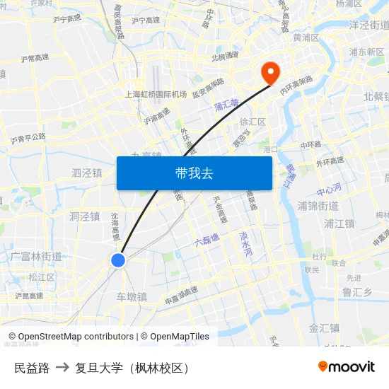 民益路 to 复旦大学（枫林校区） map