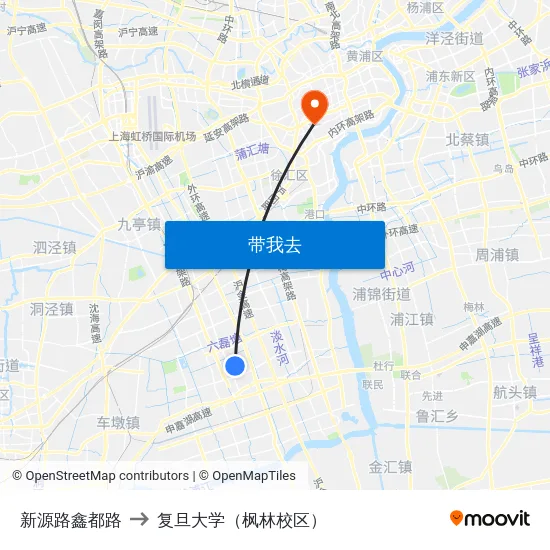 新源路鑫都路 to 复旦大学（枫林校区） map