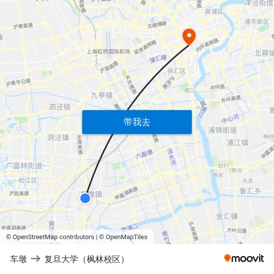车墩 to 复旦大学（枫林校区） map