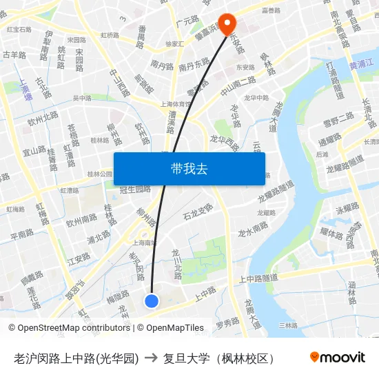 老沪闵路上中路(光华园) to 复旦大学（枫林校区） map