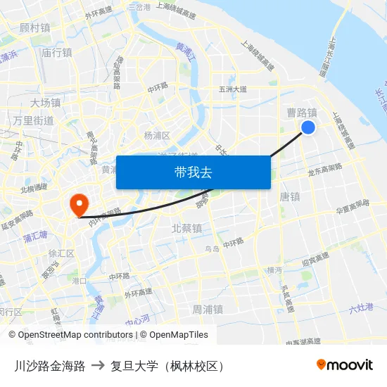 川沙路金海路 to 复旦大学（枫林校区） map