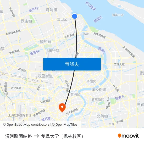 漠河路团结路 to 复旦大学（枫林校区） map
