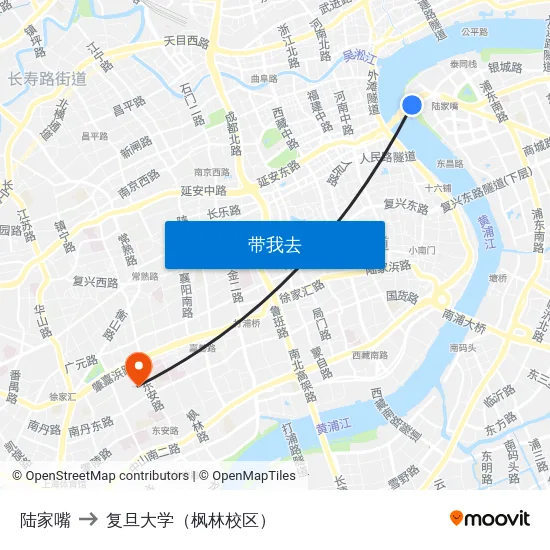 陆家嘴 to 复旦大学（枫林校区） map