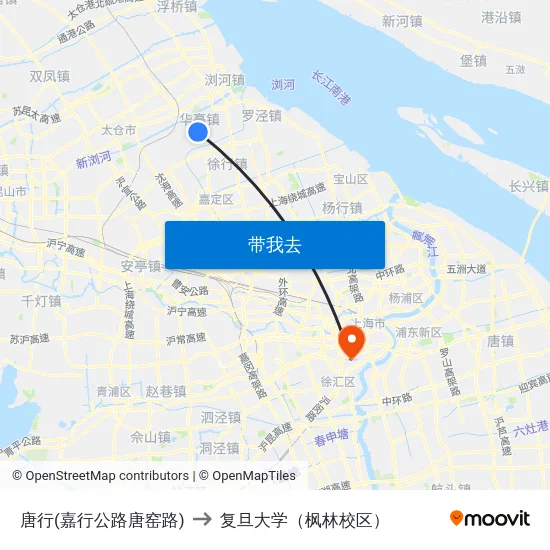 唐行(嘉行公路唐窑路) to 复旦大学（枫林校区） map