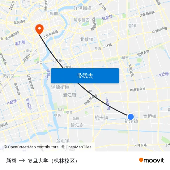 新桥 to 复旦大学（枫林校区） map
