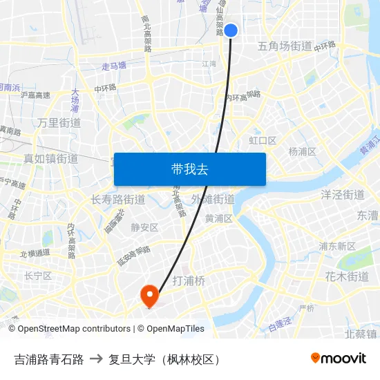 吉浦路青石路 to 复旦大学（枫林校区） map