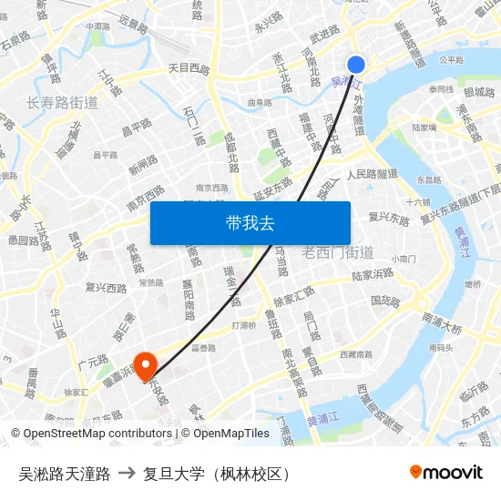 吴淞路天潼路 to 复旦大学（枫林校区） map