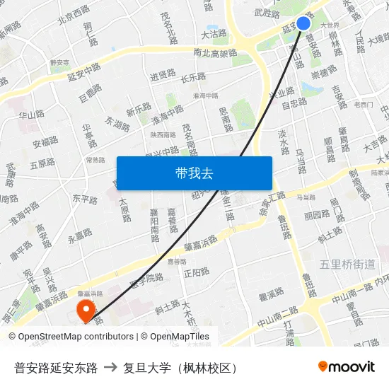 普安路延安东路 to 复旦大学（枫林校区） map