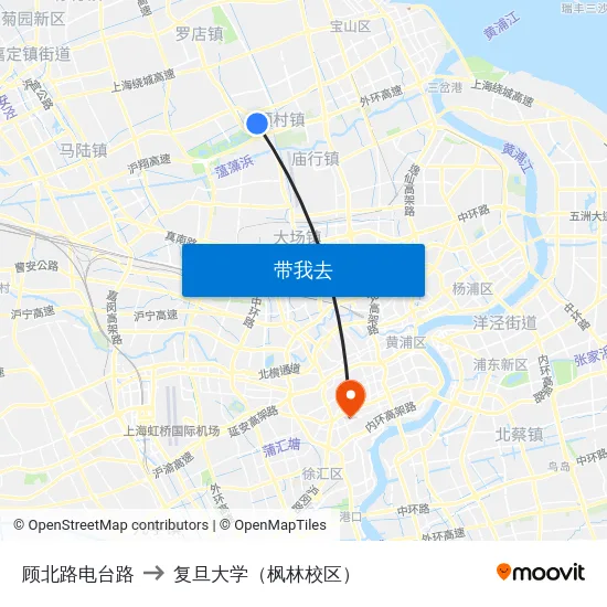 顾北路电台路 to 复旦大学（枫林校区） map