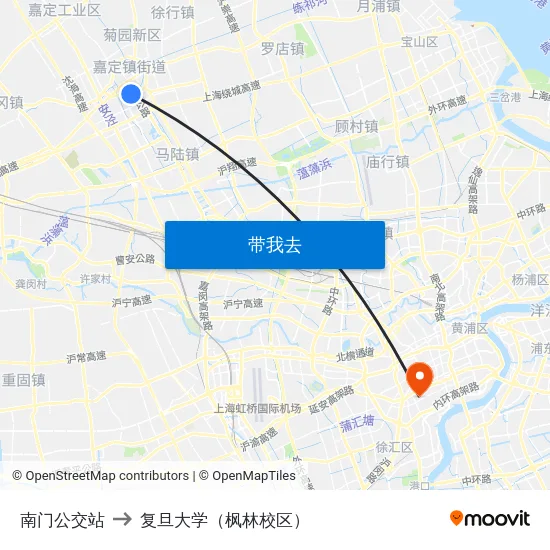 南门公交站 to 复旦大学（枫林校区） map