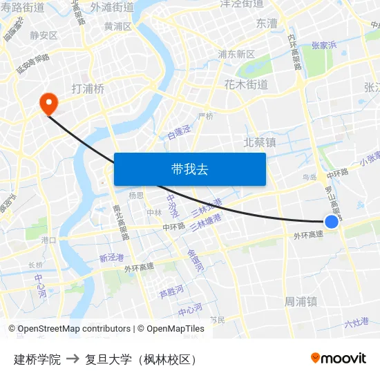 建桥学院 to 复旦大学（枫林校区） map