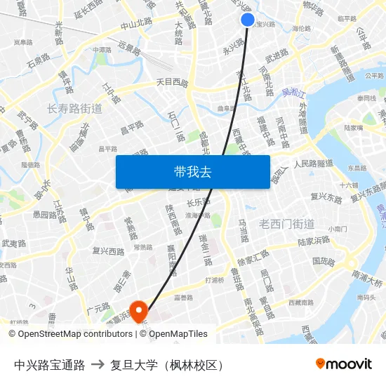 中兴路宝通路 to 复旦大学（枫林校区） map