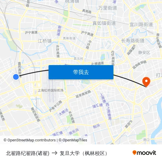 北翟路纪翟路(诸翟) to 复旦大学（枫林校区） map