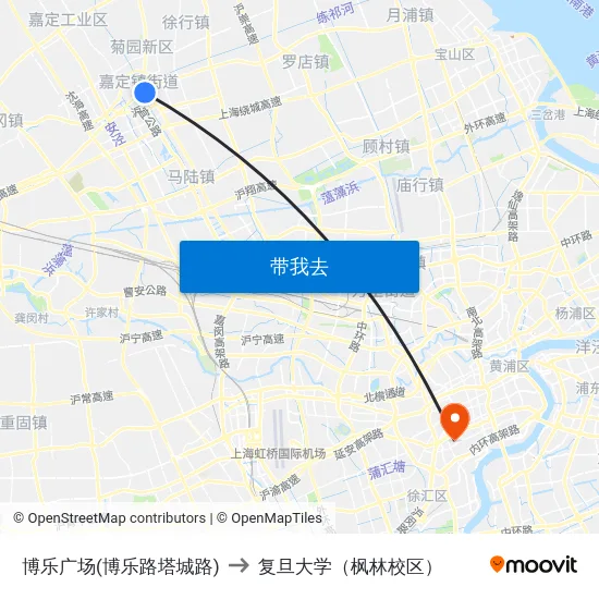 博乐广场(博乐路塔城路) to 复旦大学（枫林校区） map