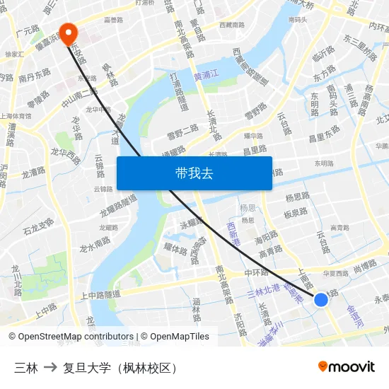 三林 to 复旦大学（枫林校区） map